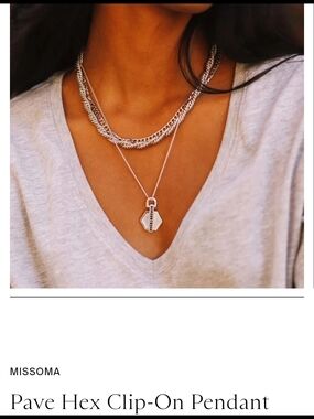 MISSOMA Silver Hex Clip-On Pendant Necklace — Layered Silver Look